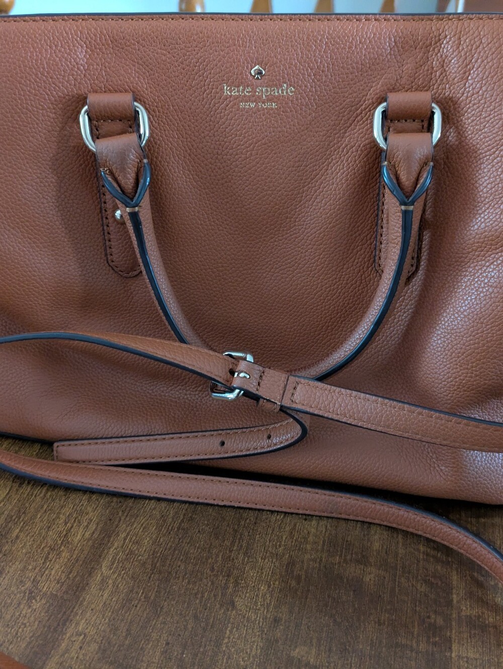 Kate Spade Larchmont Avenue Evangelie Cognac Leather Satchel, Crossbody